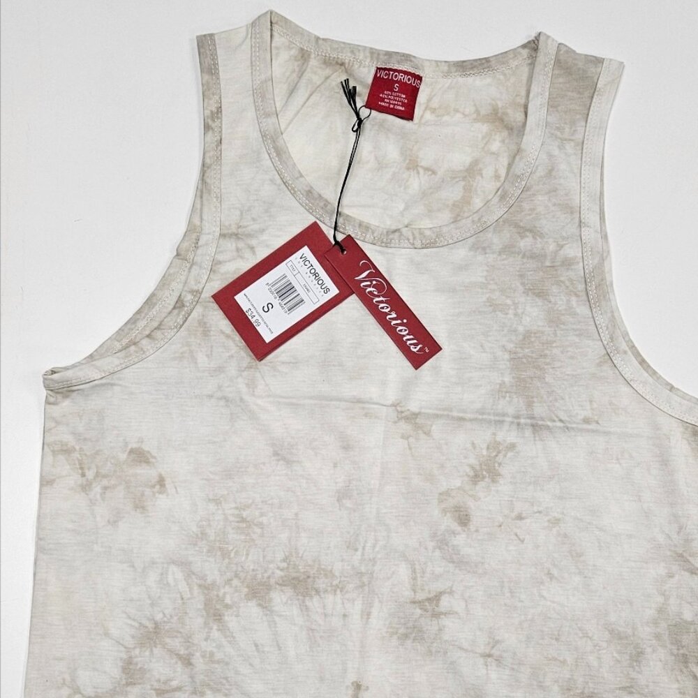 Victorious Men's Tie Dye Tank Top Khaki